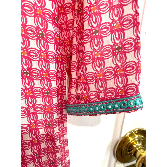 Vineyard Vines Embellished Lined 100% Silk light pink Shift Dress women's Size 4 - Picture 3 of 5